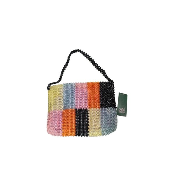 New Wild Fable Beaded Handbag Mid Size Rectangular‎ color block Rainbow - Picture 2 of 6